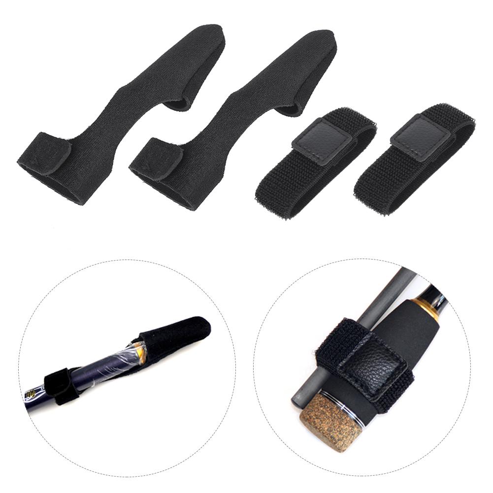 2Set Portable Fishing Rod Belt High Flexibility Pole Protection Cap Strap Fastening Bandage Set