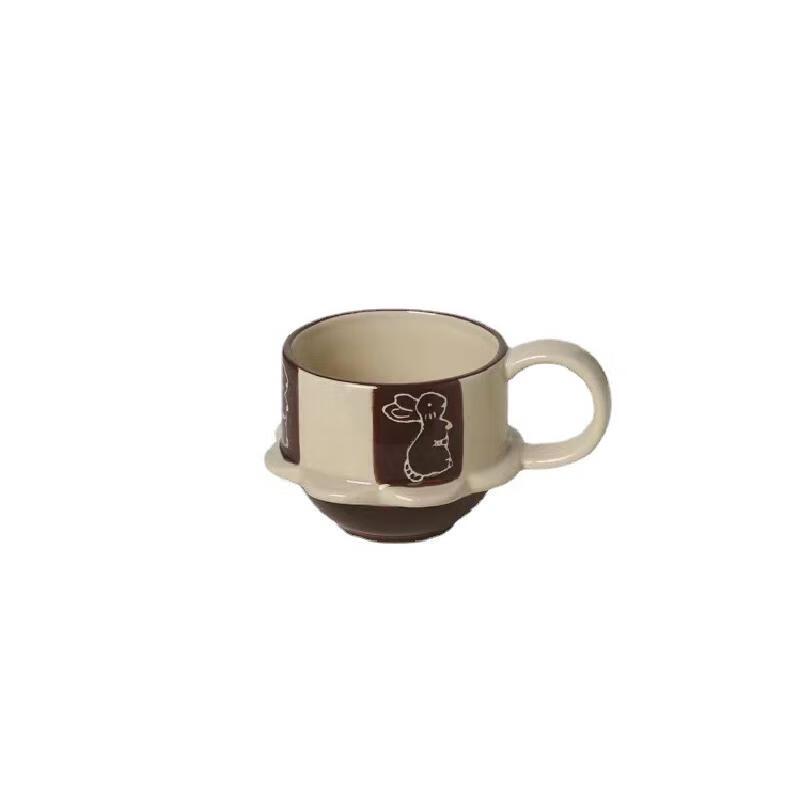 Shangqi Japanese Retro Ceramic Rabbit Coffee Mug (Set of 2)
