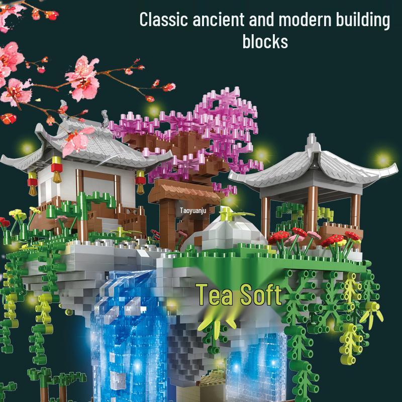 Lego-Compatible Taohuatan Guanghan Palace Building Blocks - Challenging Micro-Particle Set for Girls