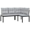 4 Piece Outdoor Sofa Set with Cushions Black Steel