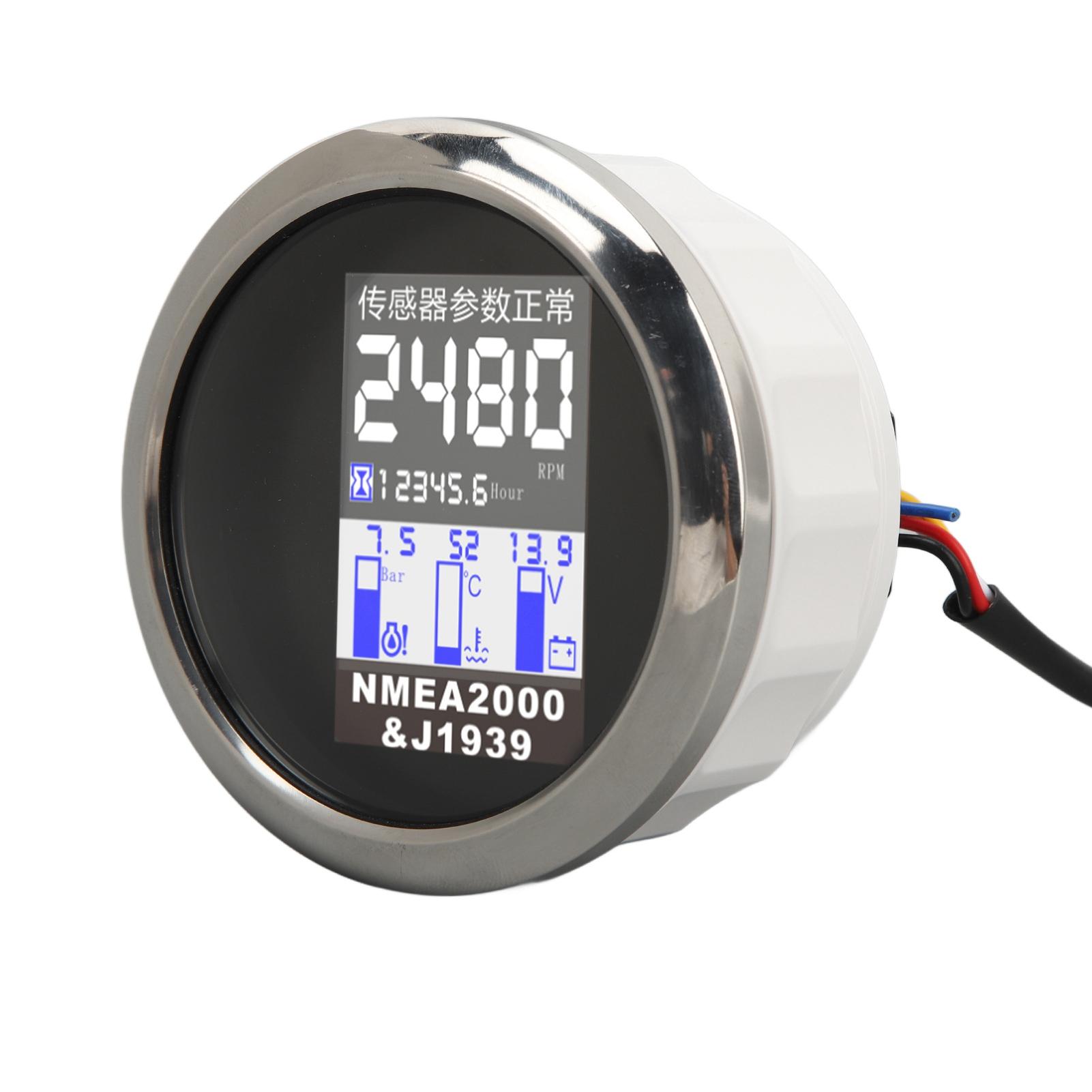 

85MM Boat Tachometer for NMEA2000 J1939 Protocol DC9 to 32V Water Temp Oil Pressure Voltage Meter for RV Yacht Car