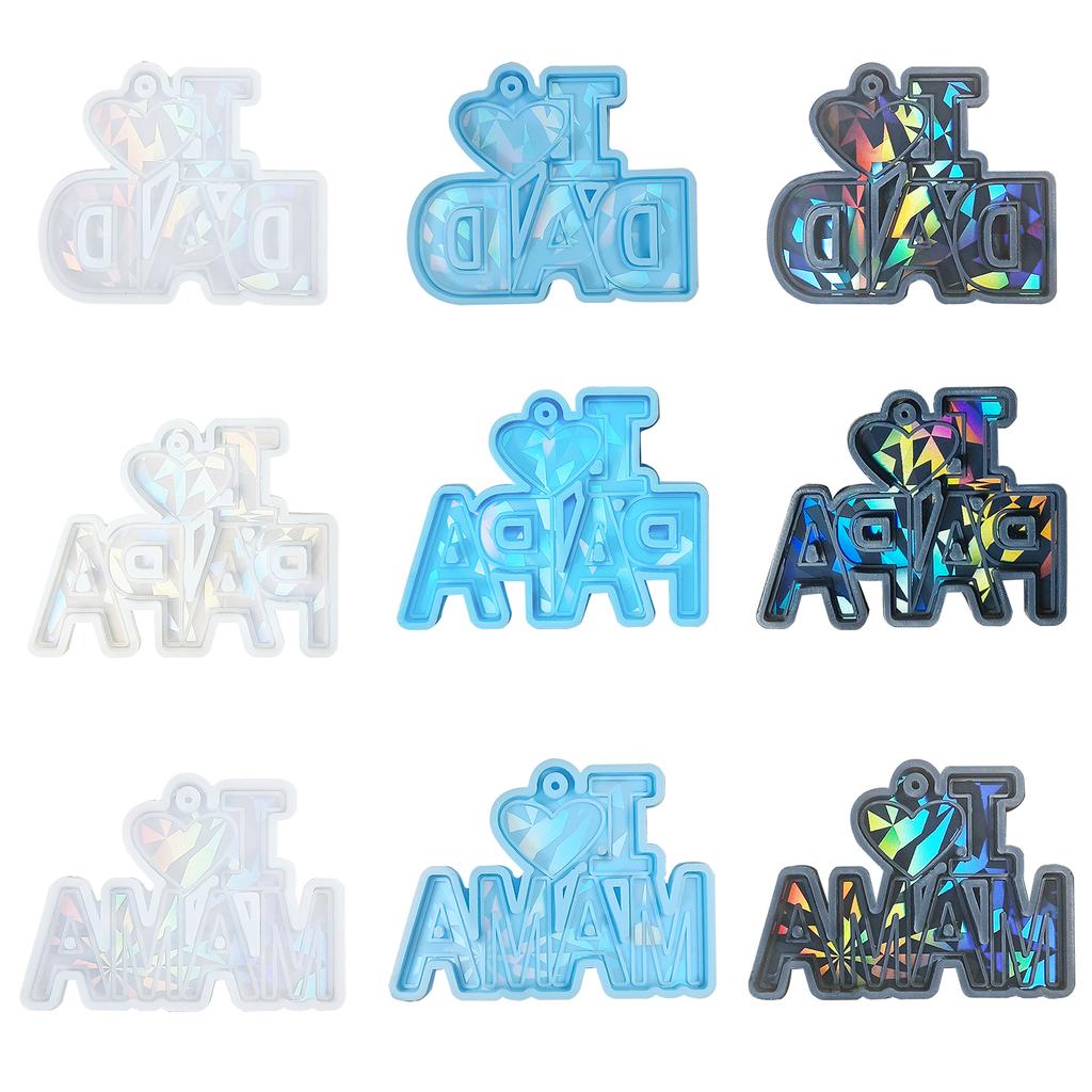 Heart Dad Keychain Resin Mold Silicone Mould Earrings Pendant Mold Epoxy Casting Mold DIY Jewelry Making for Mother Day