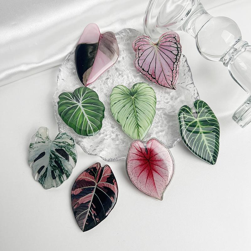 8pcs New Popular Plant Leaves Acrylicre Frigerator Magnets Decorative Patchacrylic Simulation of Green Leaves For Plant Hobbyist