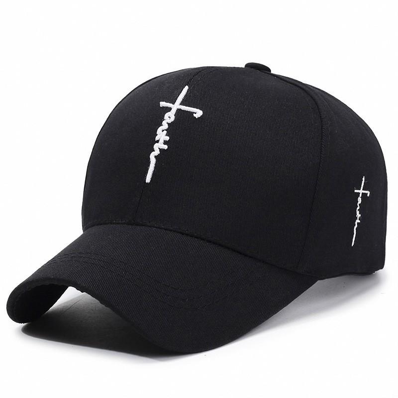 English Embroidered Cross Baseball Cap Adjustable Peaked Caps Protection Sun