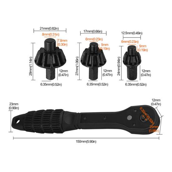 Ratchet Drill Chuck Key Wrench Anti-Slip Handle Ergonomic Multipurpose Universal Double Head Drill Press Chuck Key Mini Ratchet Spanner