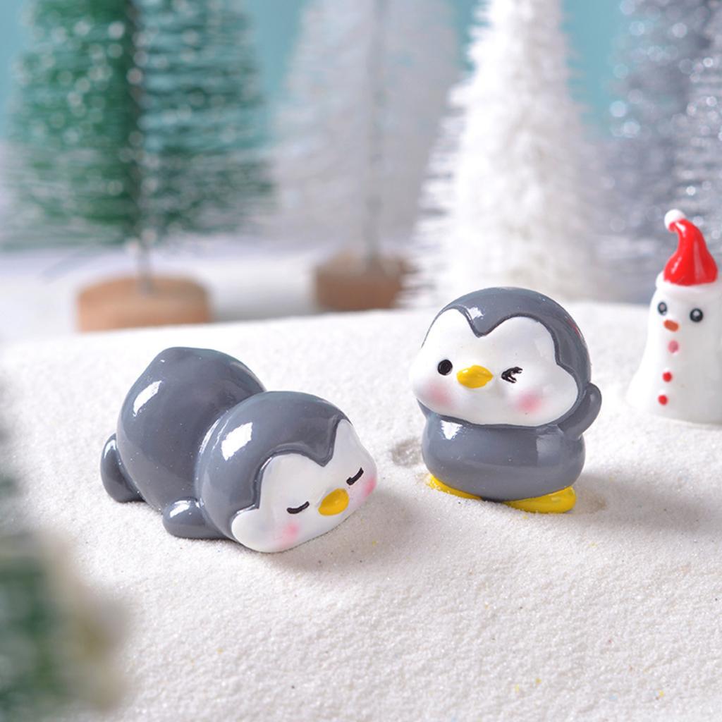1/4PCS Cute Grey Penguin Doll Snow Landscape Gardening DIY Decoration Accessories Mini Desktop Small Ornament
