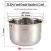 Pentola interna per cuociriso in acciaio inossidabile 304 per uso alimentare (2L/3L/4L/5L) - Addensato e Senza Rivestimento