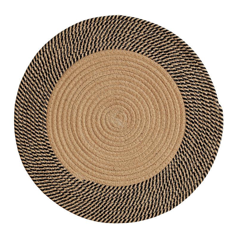 Japanese Rattan Woven Round Living Room Carpet Household Jute Light Luxury Style Mat Cat Scratch Board Matching Color Mat