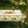 1 Piece Of Spring And Summer Flower-Themed Round And Rectangular Tablecloths, Available In Various Sizes, Retro Lemon Flower Pattern Printing Design,
