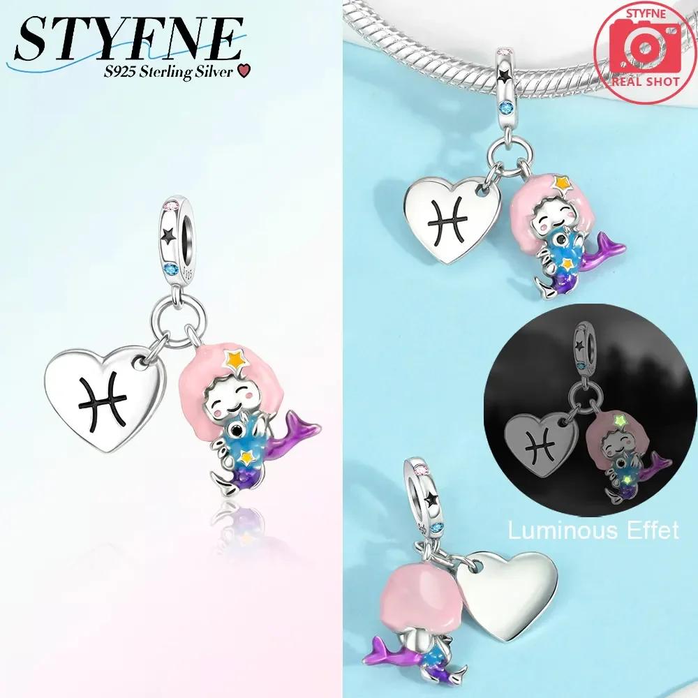 Charmscopper Blue Pendant Leovirgo Twelve Constellations Original Beads Fit Bracelet Women Accessory Fine Gift Diy Jewelry