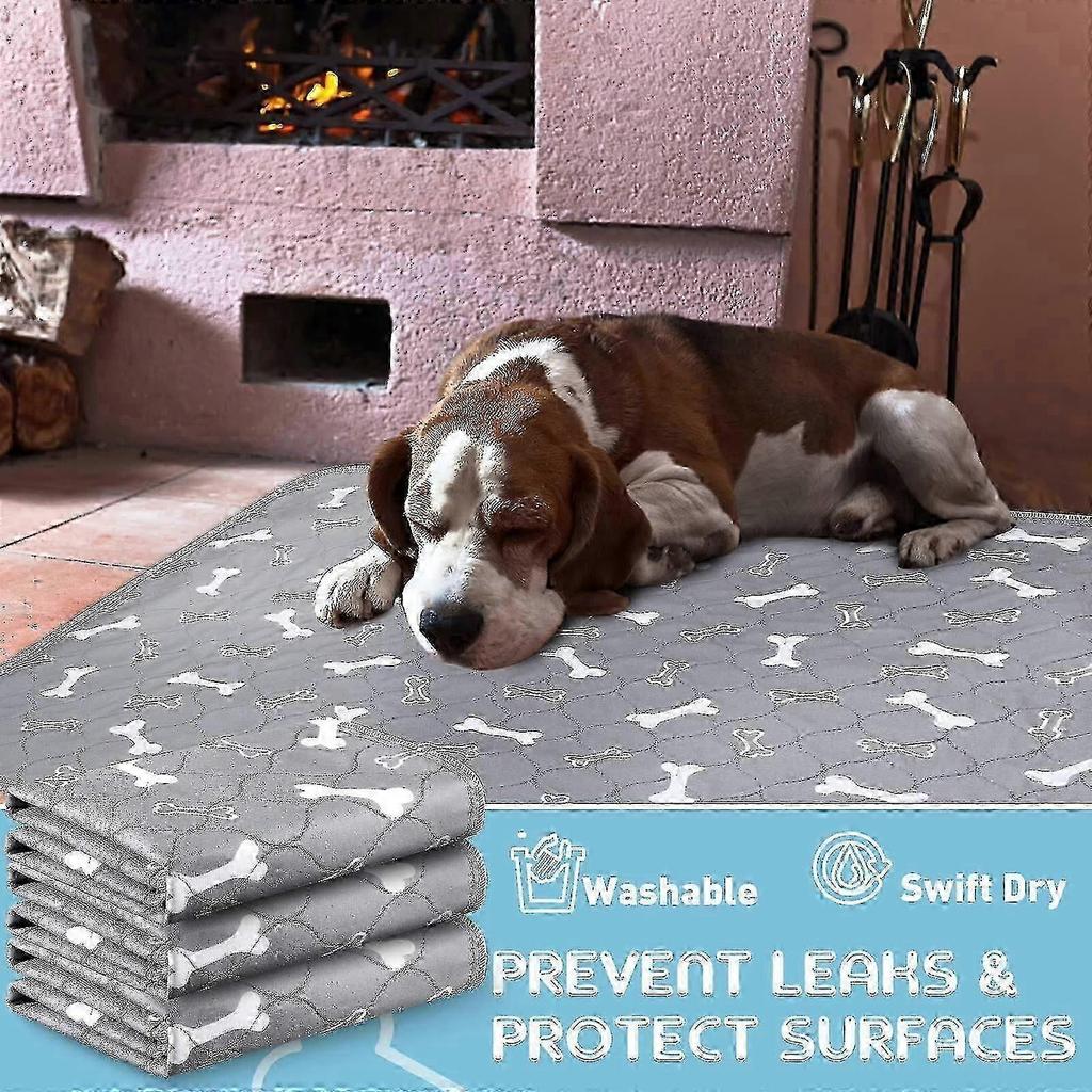 6 Washable Puppy Pads, Reusable Dog Training Pads, Waterproof Pet Pads for Transport Box, Easy Care, Grey, 80x90 cm