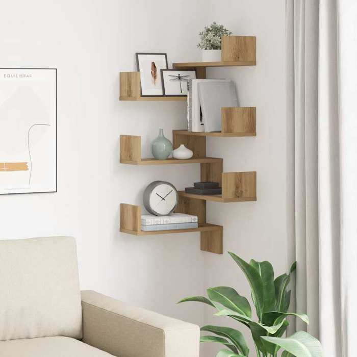 VidaXL Étagères d'angle murales 2 pcs chêne artisanal 40x40x49,5 cm, étagère murale, étagère suspendue, étagère murale 856609