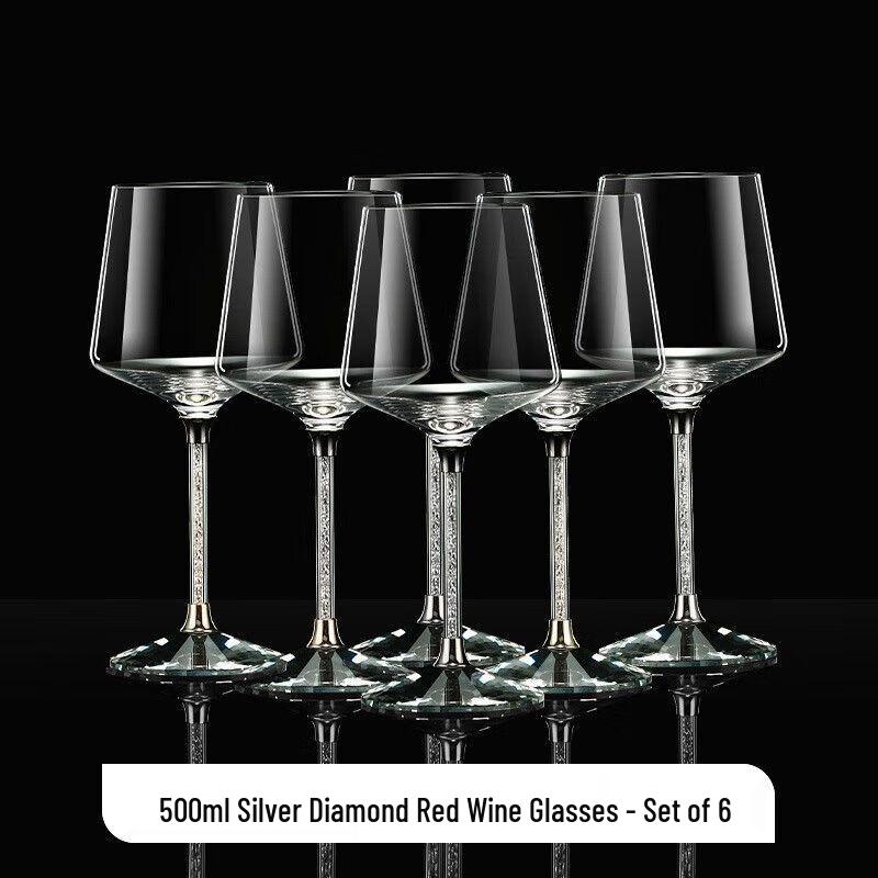 Gold-Rimmed Crystal Burgundy Wine Glass & Decanter Set 500ml