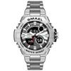 SMAEL 8090 alloy steel strip dual display electronic watch men's waterproof alarm clock multifunctional