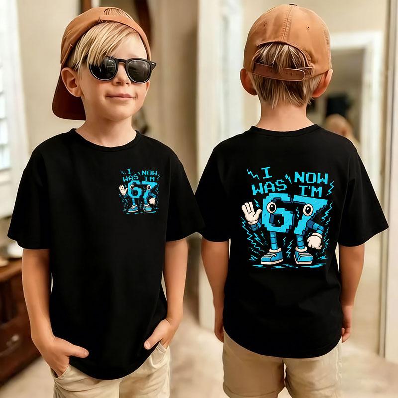 Cute Funny Six Seven Italian Brainrot 67 Number Graphic Print TShirt BoyGirl Summer Short Sleeved Kids Comfortable Tshirt Top
