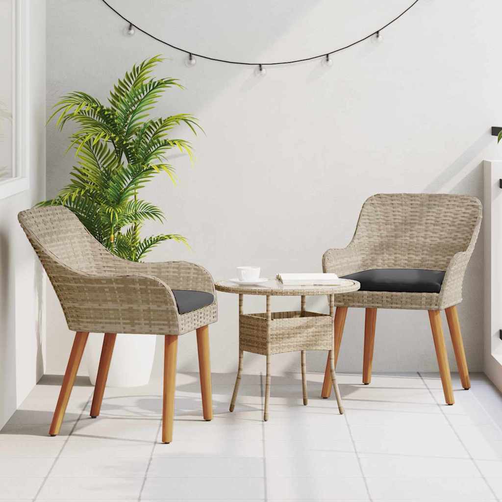 Garden Chair 2 Pcs Light Grey 62.5 X 55 X 82 Cm Poly Rattan