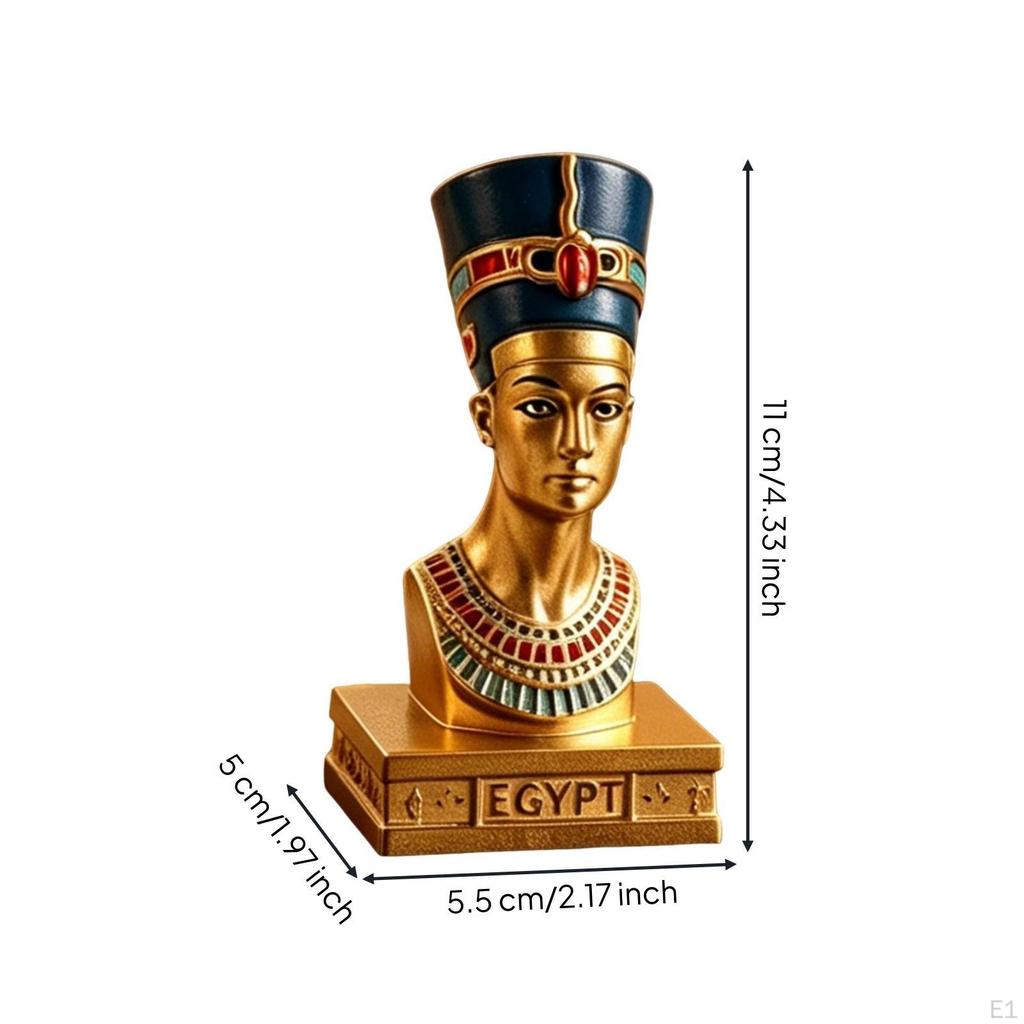 Pharaonen-Büstenstatue Gravierte Basis Nil-Tal-Ornament Blaues Kopftuch