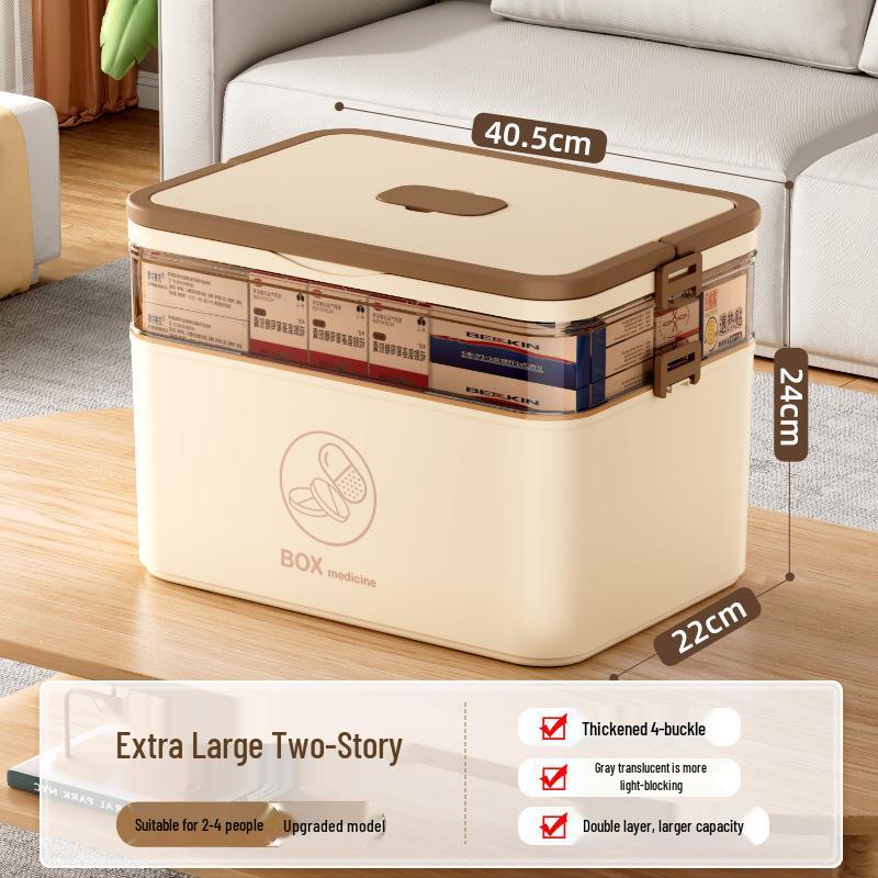 Large Multi-layer Plastic First Aid Kit & Medicine Storage Box for Household Use