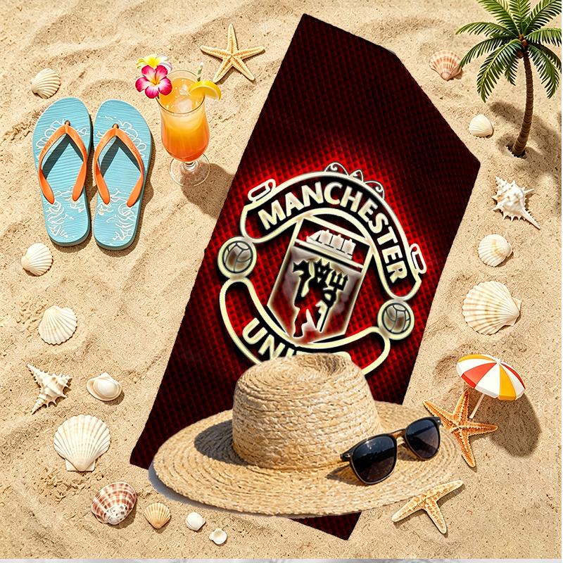 Manchester Football Print Beach Towel, Versatile Lightweight Absorbent Beach Towel for Pool Surf Yoga Bathroom, Perfect Birthday Holiday Gift