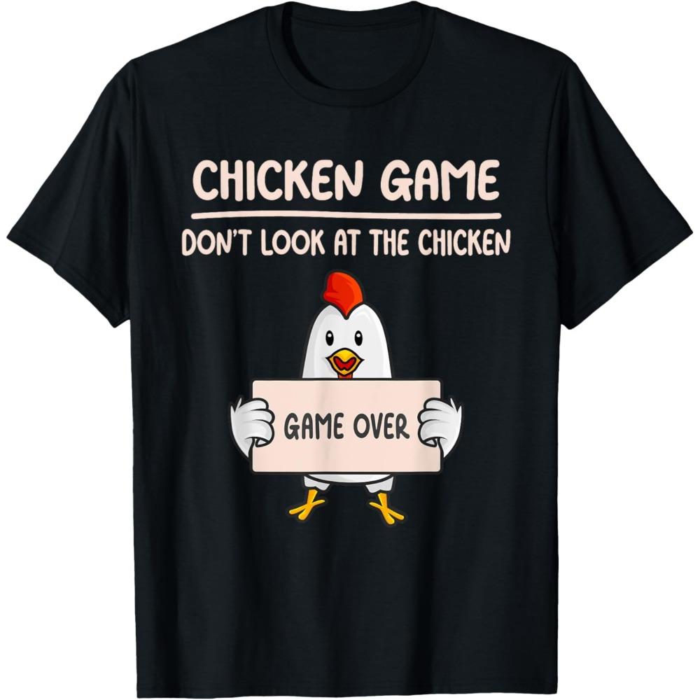 Hahnenspiel, Nicht Hinsehen Lustige Hühner T-Shirts. Individuell bedruckte T-Shirts für Herren, mit bequemem und weichem Stoff