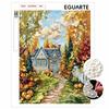 5D Pearl Painting Kit Framed with Autumn House Landscape Sparkling Bead Art Canvas DIY Relaxing Craft for Wall Decor Gift Unique Home Art Piece