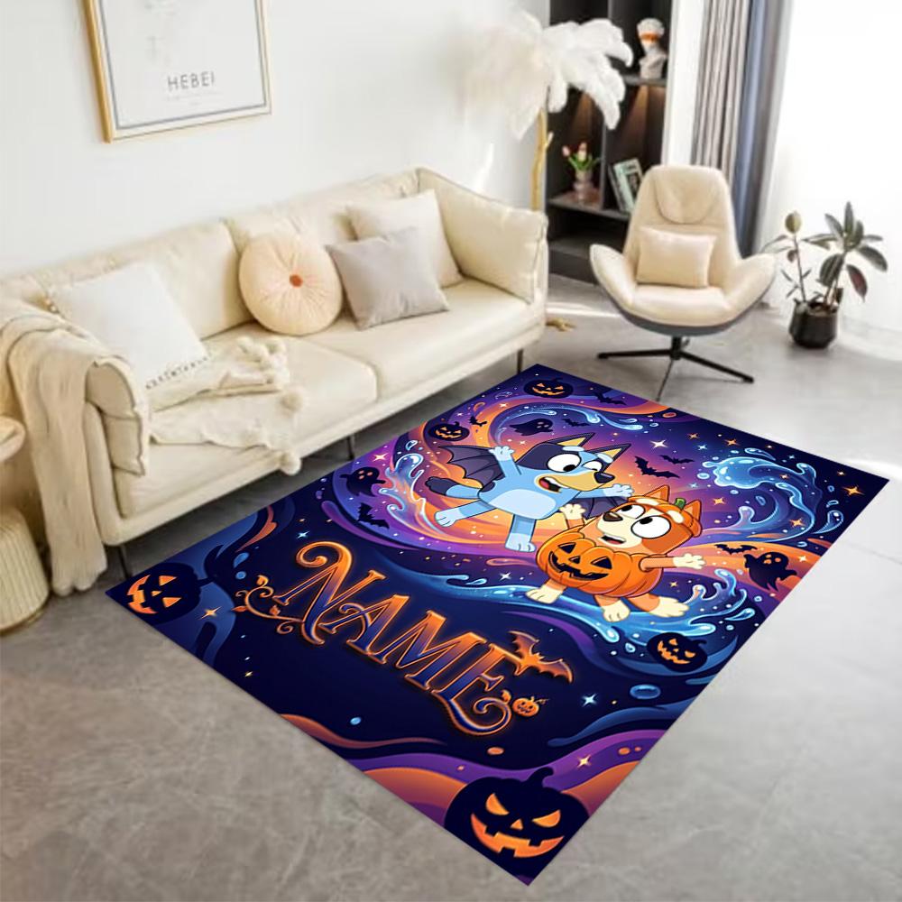Halloween Night Adventure Customizable Name Floor Mat Design for Outdoor Hallway Kitchen Game Room Anti-slip Rug Office Home Decor Gift for Festivals