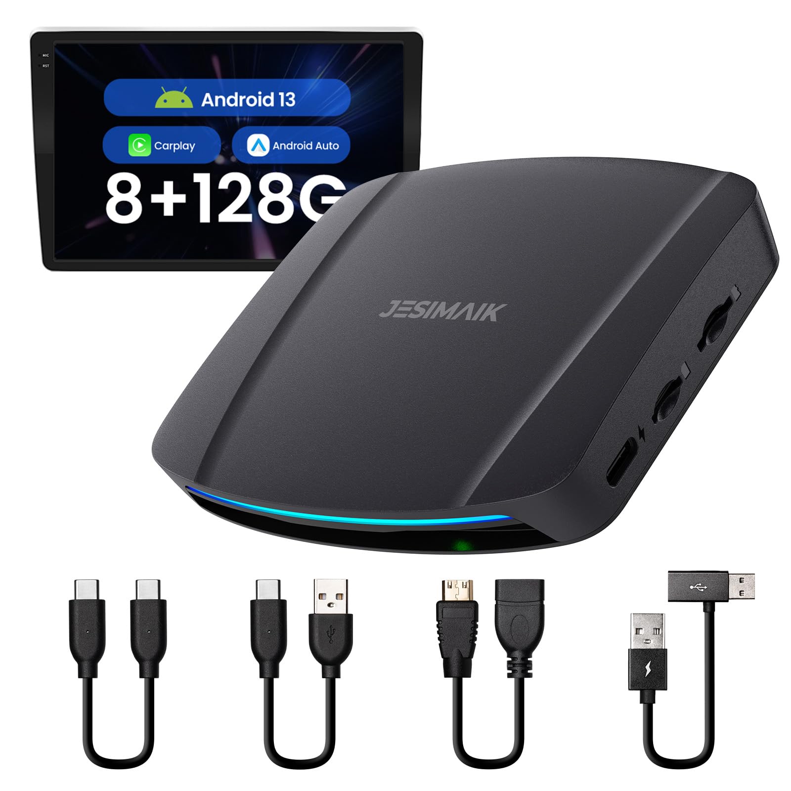 

JESIMAIK CarPlay Ai Video Playback Watch YouTube and Netflix in Your Android Wireless Car Automatic Wireless Screen 4G LTE App 8GB 128GB Expandable сірий колір