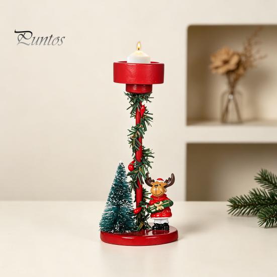 Unique Souvenir Gift Christmas Reindeer Candle Holders, Red Cartoon Candlestick Cute Holder Winter Holiday for Tealight Candles, Table Centerpieces