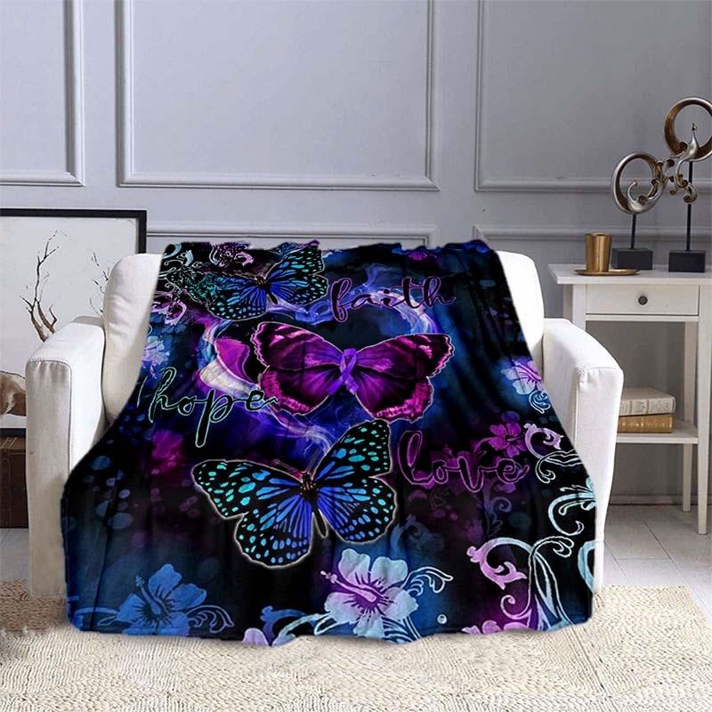 Faith Hope Love Butterfly Printed Quilts Fleece Blankets Birthday Gifts Valentine's Day Holiday Throw Blankets