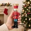 Christmas Gift for Kids Nutcracker Resin Candle Holder, Pastel Soldier Figurine Fireplace Decorations Desk Shelf, Festive Home Tabletop Decor, Holiday