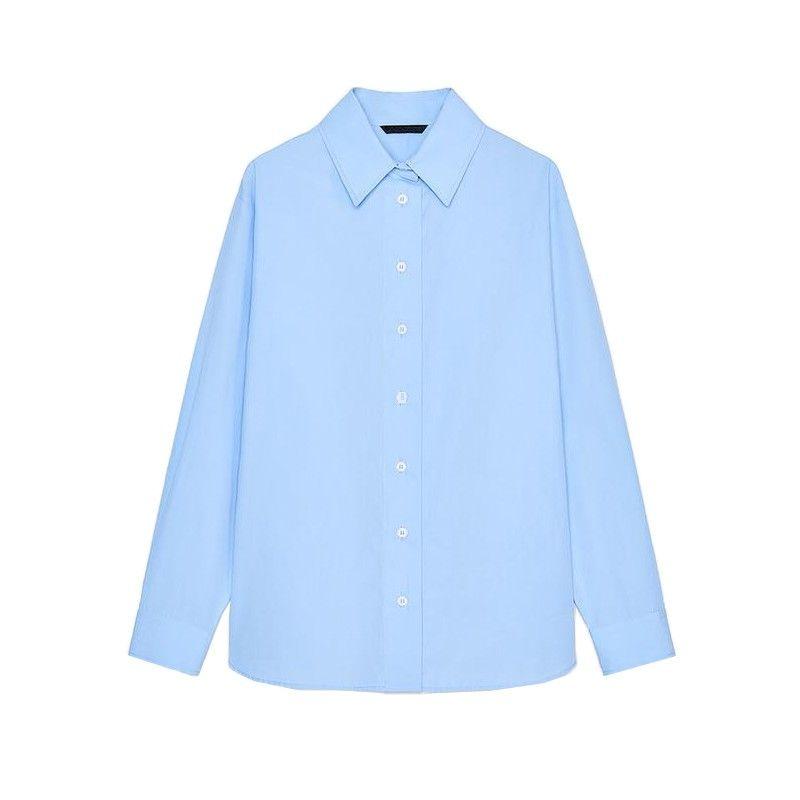 Spring New Women's Clothing French Style Casual Back Ring Decoration Poplin Cotton Simple Shirt 2434255