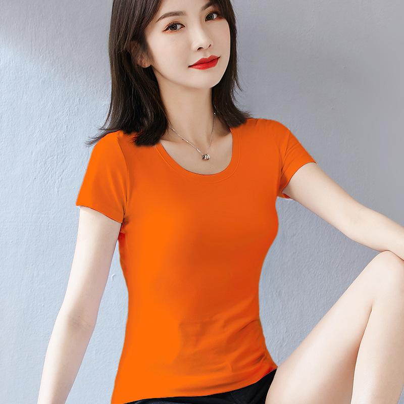 Women's Slim Fit White Cotton Short Sleeve T-Shirt - Round Neck, Summer/Spring Style