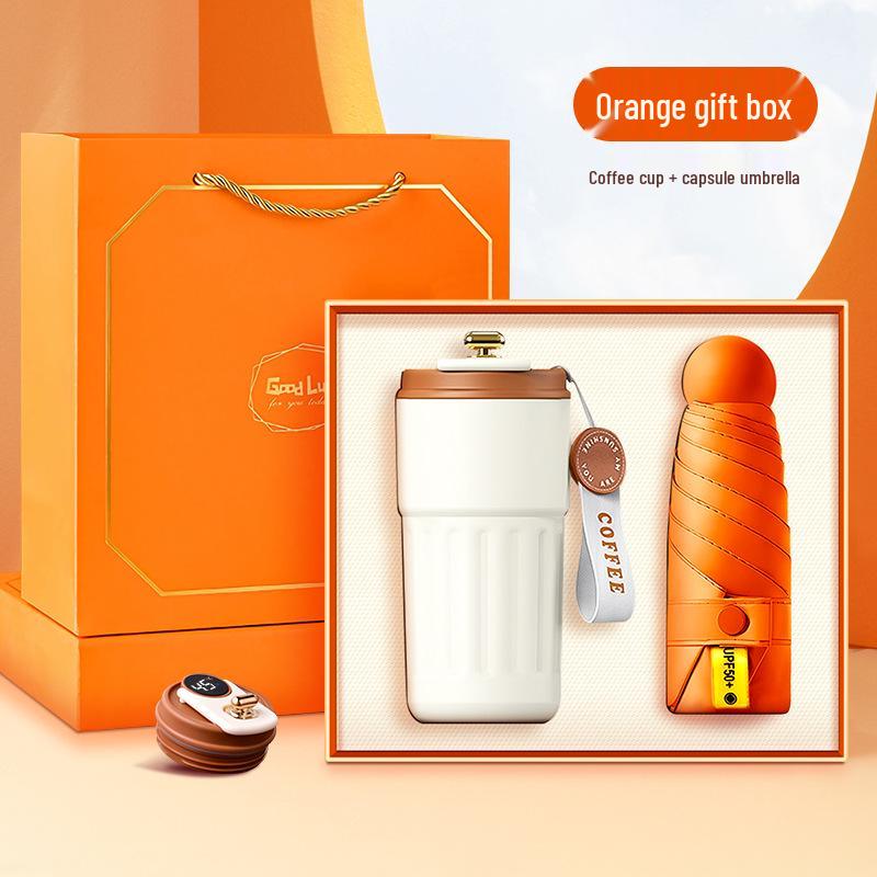 Insulated Cup, Umbrella & Notebook Gift Set for Customers, Employees & Teachers