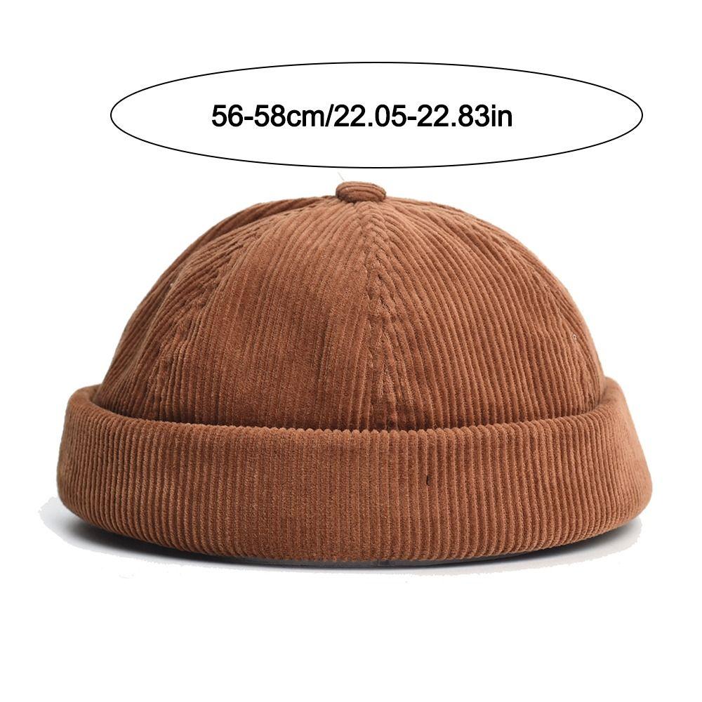 Adjustable Brimless Cap Soft Corduroy Dome Hat Casual Beanie Hat  Street Fashion Matching