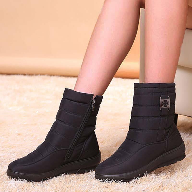 Fashion Women Boots Snow Round Toe Shoes Woman Warm Women Shoes Zipper Ladies Shoes Plush Fashion Winter Woman Boots Botas Mujer