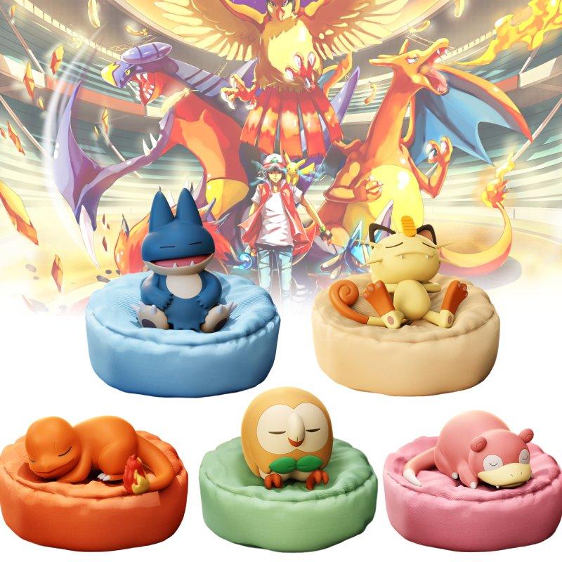 Slowpoke Snorlax Charmander Rowlet Meowth Toy Sleep Model Christmas Gift