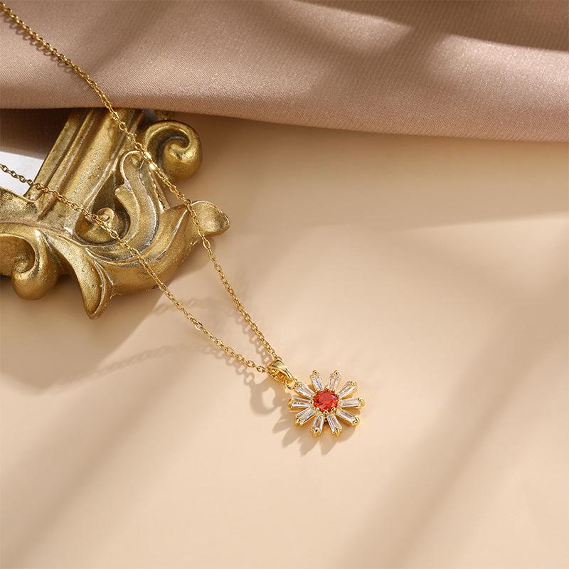 

Подсолнух Ожерелье Женское Высокий Темперамент Тренд Универсальный Циркон Подвеска Ключичная Цепочка