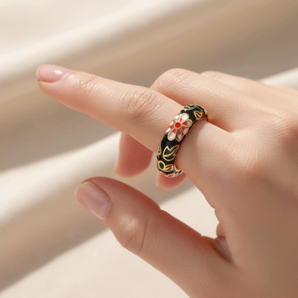 Adjustable Flower Enamel Ring Dripping Oil Engagement Opening Ring Colorful Jewelry Flower Finger Ring Wedding