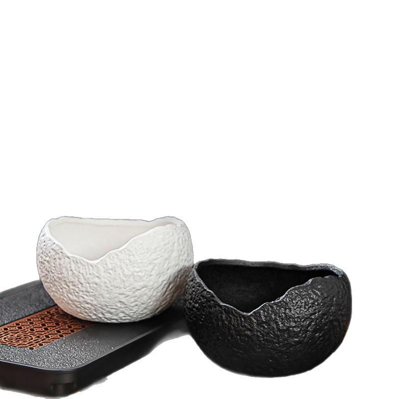 Egg-shaped Ceramic Tea Wash Basin: Desktop Waste Water Bucket and Cup Washing Bowl