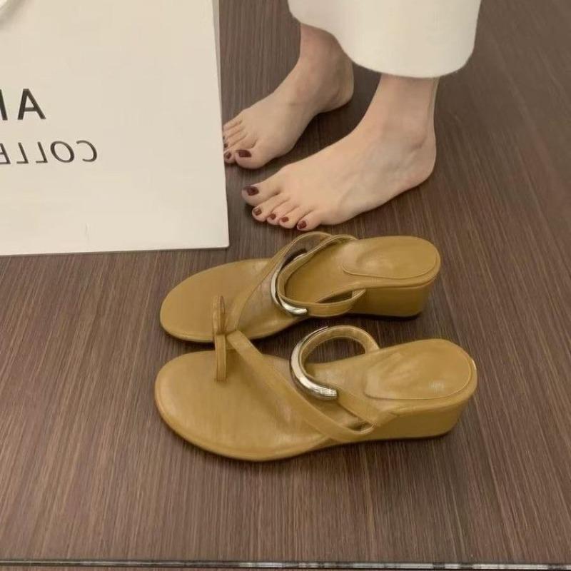 Fashion Women's High Heel Wedge Heel Sandals 2025 Summer Comfortable Mules Casual Cover Toe Wedge Outdoor Street Style Platform Slippers