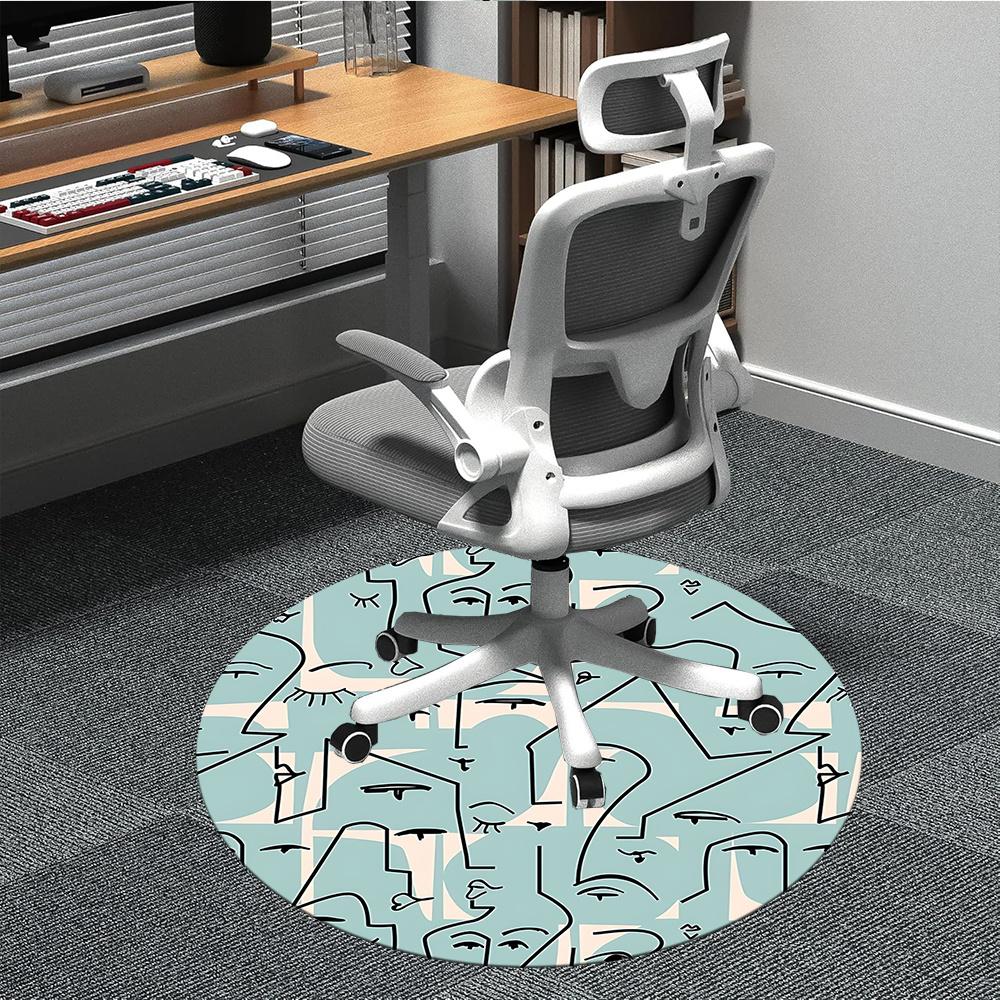 1pc Abstract Faces Office Round Area Rug, Indoor Mat Suitable ForOffice, Under Office Chairs Bedroom Living Room Home Decor, Room Decot221