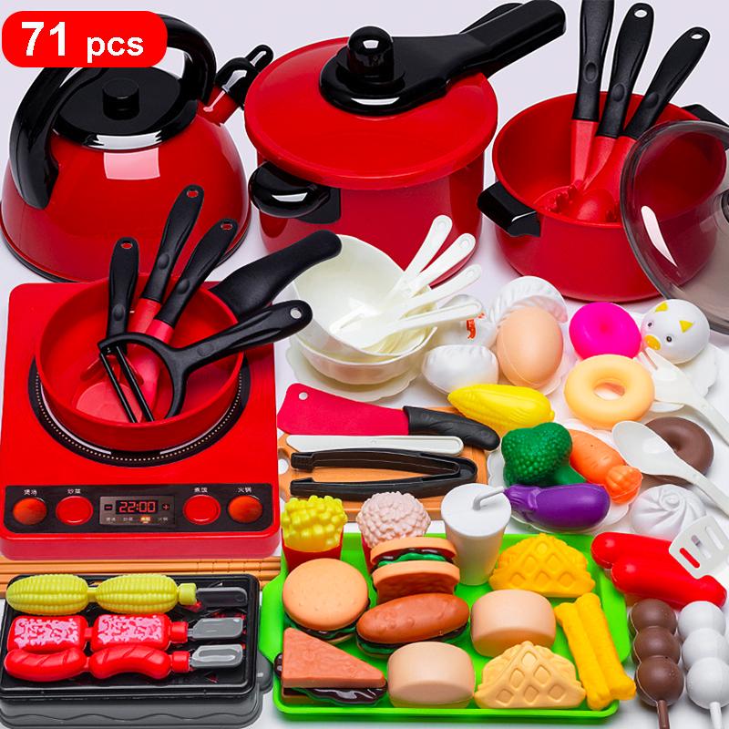 Red Kitchen Toys Kids Toys Simulation Food Cooking Girl'S Boys Educational Play House Interactive Toys For Children Pretend Play