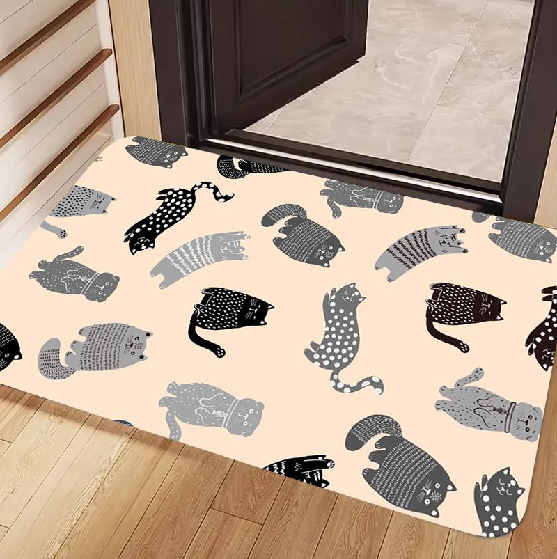 

Cute All Over Print Cat Doormat Cartoon Kitten Pattern Non Slip Absorbent Entryway Floor Mat for Front Door Home Decor 40x60cm