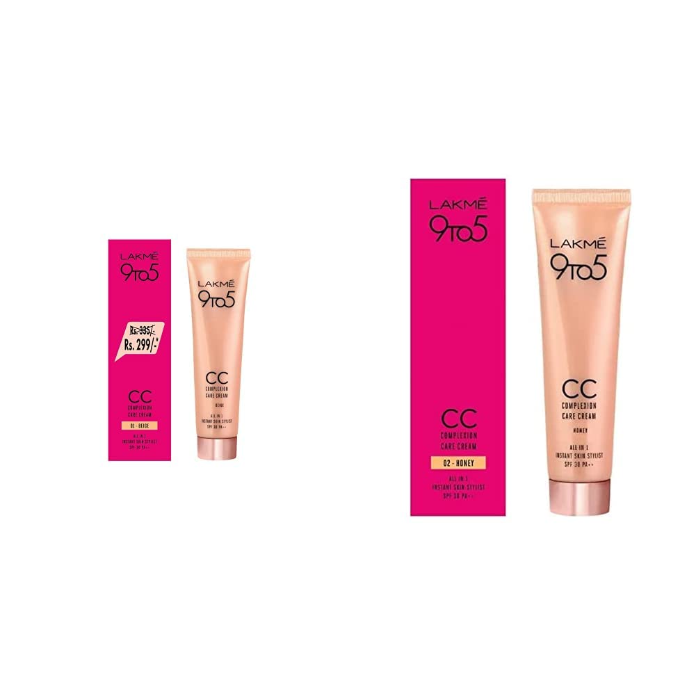 Lakmé 9 to 5 Complexion Care Face Cream, Beige, 30g & Lakmé 9 to 5 Complexion Care CC Cream, Honey, 30g