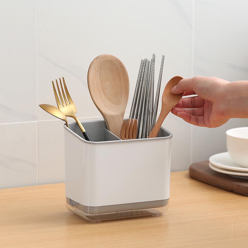 Multifunctional Kitchen Storage Rack: Chopstick Holder, Drain Tray, and Spoon Organizer