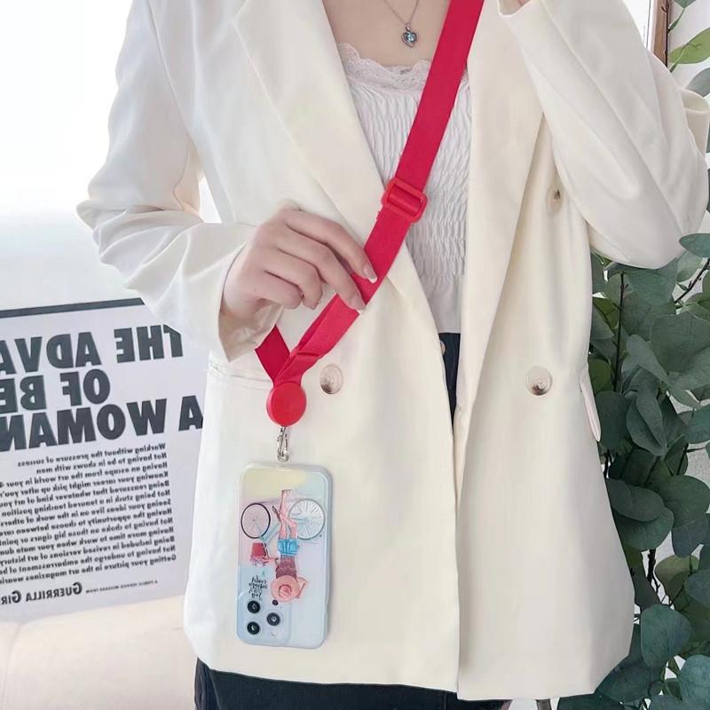 Detachable Adjustable Strap Crossbody Patch Phone Lanyard For Phone Flat Nylon Patch Necklace Clip Snap Hanging Cord Rope