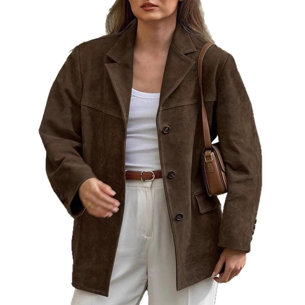 Women's Suede Casual Blazer - Autumn/Winter 2025 Hot Trend
