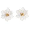 Versatile Personalized White Flower Petal Pearl Earrings, Silver Needle Earrings
