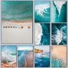 Modern Simple Ocean Landscape Poster Prints Beach Seascape Canvas Painting Wall Art Pictures for Living Room Home Decoration