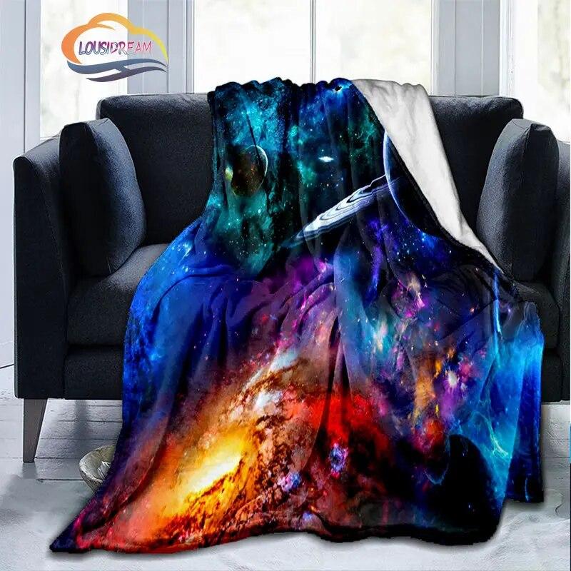 Space Universe and Many Planets In Galaxy Series Fashion Flannel Blanket Solar System Wallpaper Blanket Sofa Bed Warm